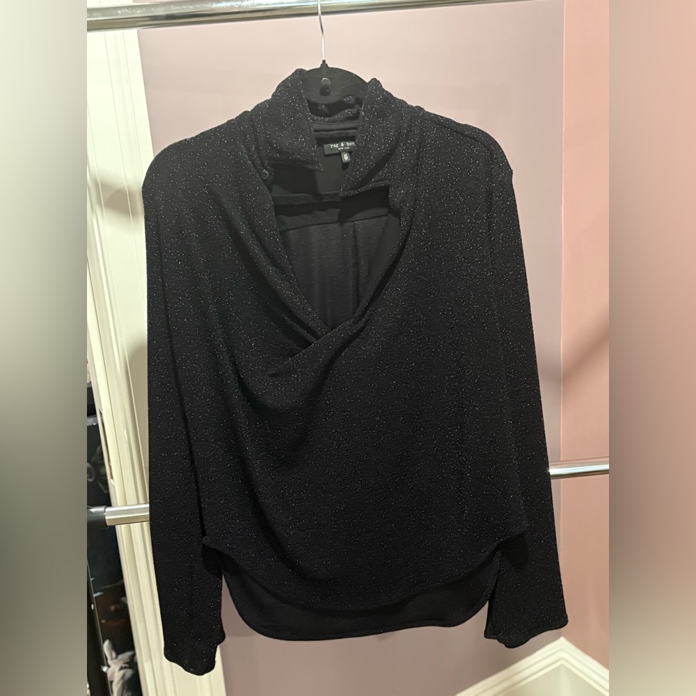 rag & bone Black Cowl Neck Sweater